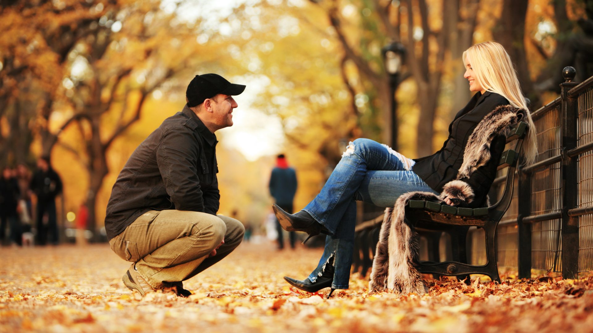 Couple in Central Park Fall Foliage